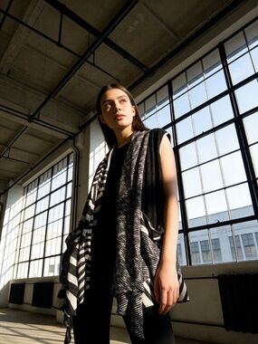 Soft Surroundings Open-Front Abstract Mixed Boho Cardigan Vest